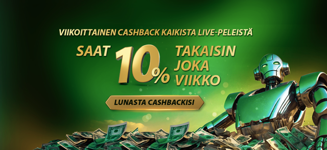 Live-kasino 10 % Cashback